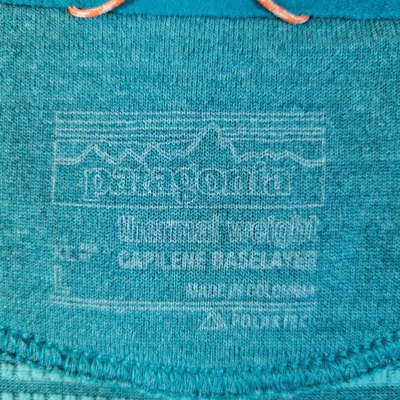 Patagonia Womens Capilene Baselayer Top Size Large Green Winter Warm Cabin Ski - Picture 4 of 10